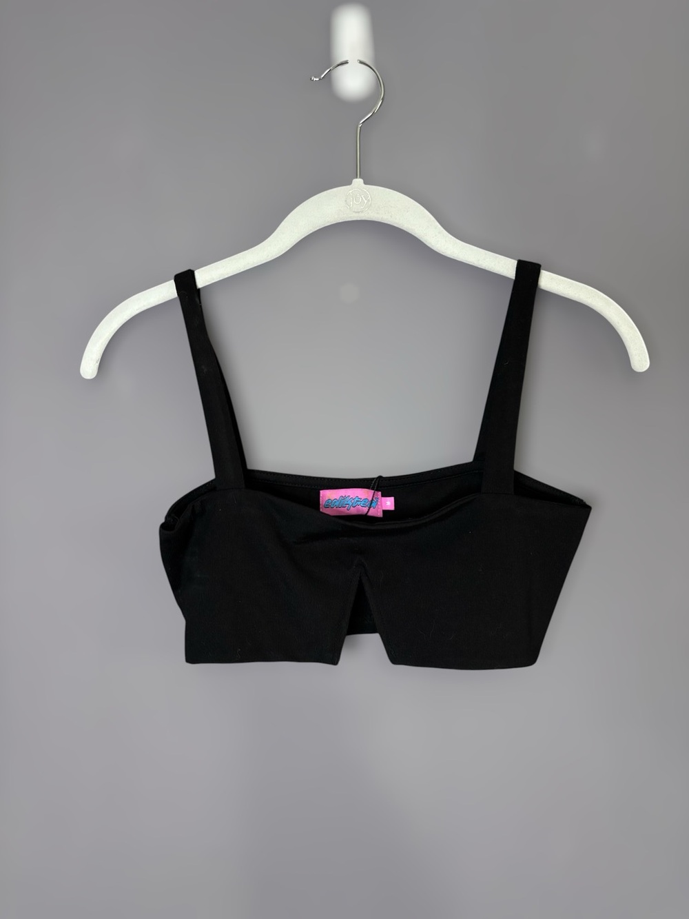 Edikted Black Front Slit Crop Tank Top Medium